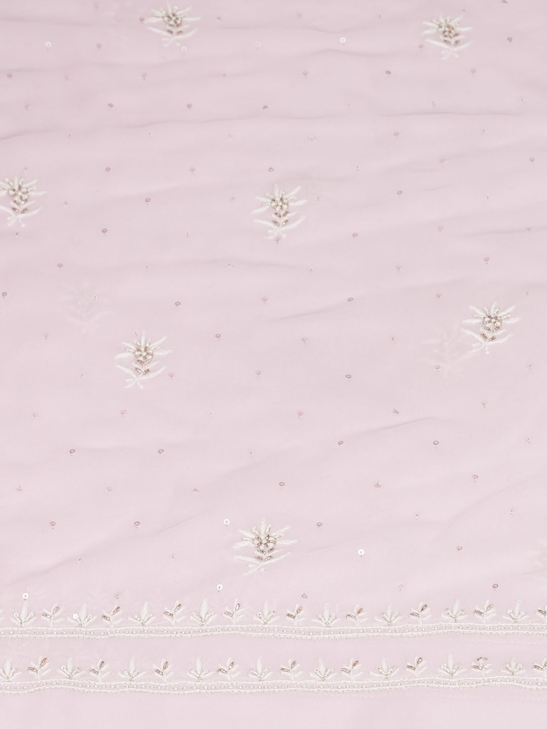 Ada Hand Embroidered Pink Viscose Georgette Lucknowi Chikankari Unstitched Kurta Dupatta With Cutdana Work 01A887971