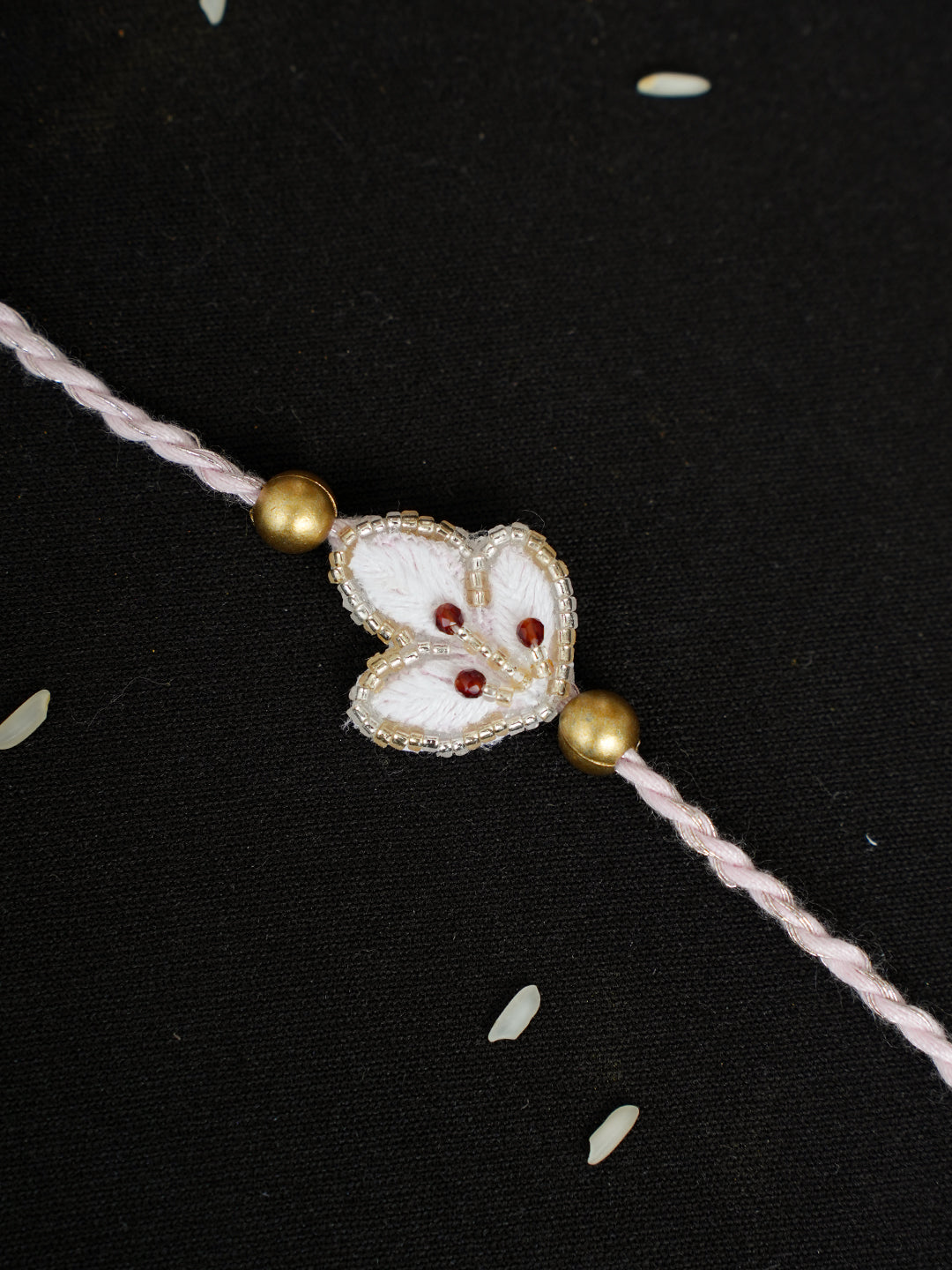Ada Hand Embroidered Pink Viscose Georgette Raksha Sutra Rakhi With Cutdana Work_2