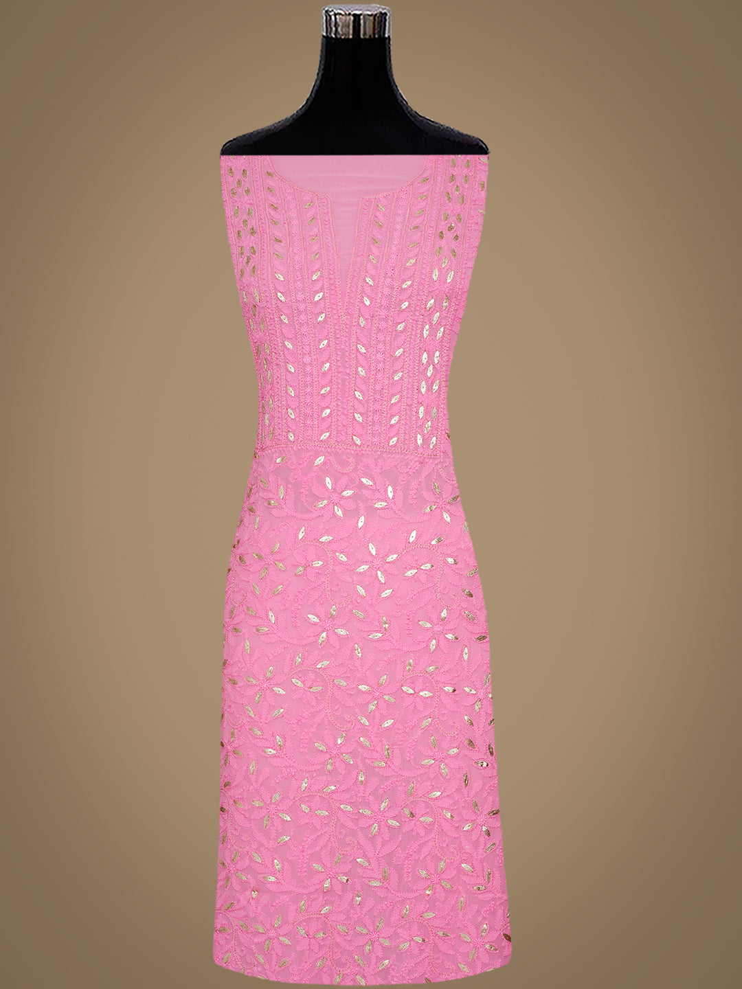 Ada Chikankari Pink Kurta with Gota Patti Work