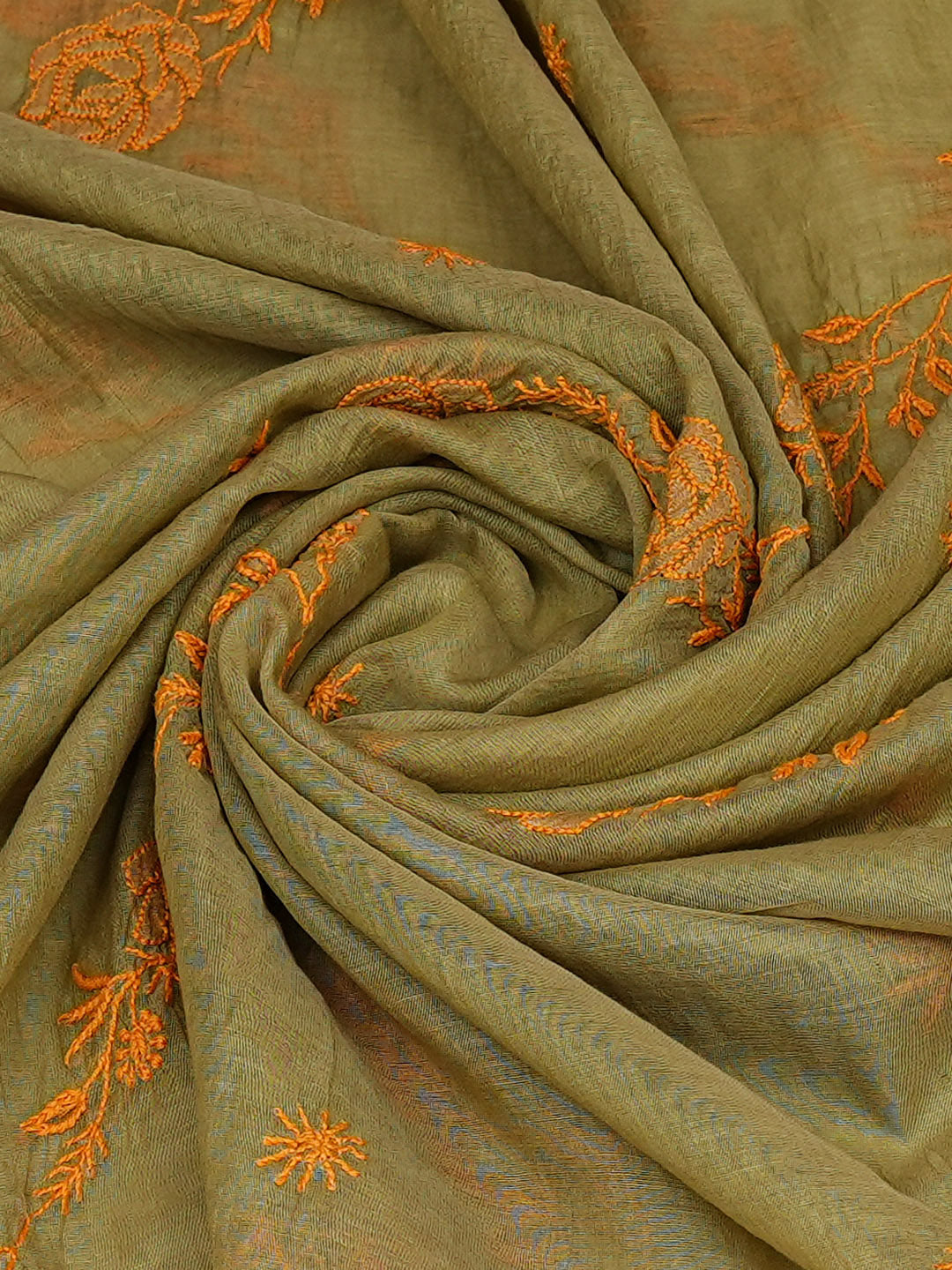 Ada Hand Embroidered Pista Green Chanderi Lucknowi Chikankari Dupatta 07A501793