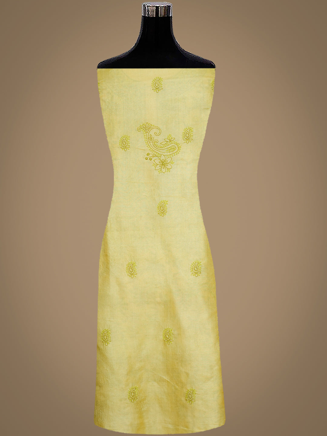 Ada Hand Embroidered Pista Green Silk Lucknowi Chikankari Unstitched Kurta Piece 01A998781
