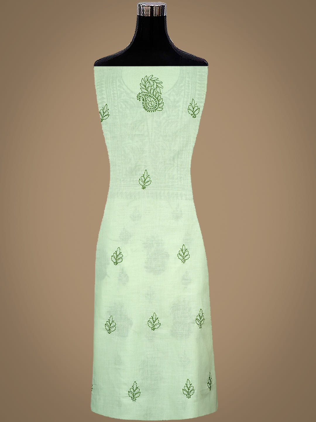 Ada Hand Embroidered Pista Green Cotton Lucknowi Chikankari Unstitched Kurta 01A816587