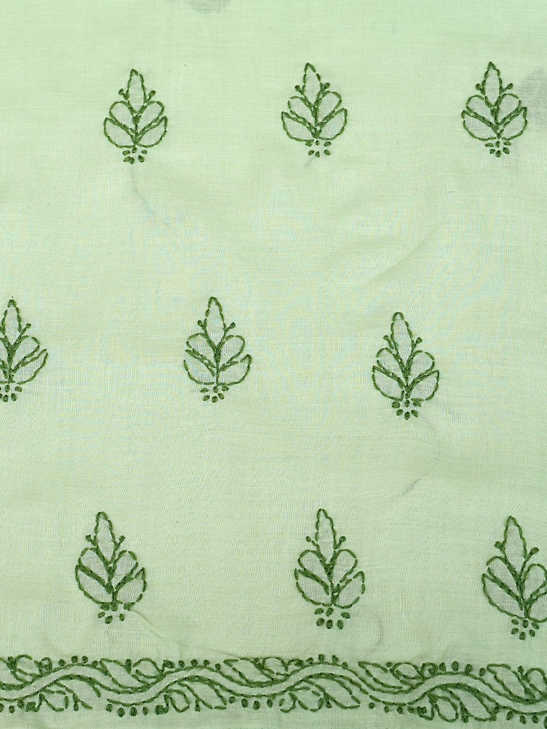 Ada Hand Embroidered Pista Green Cotton Lucknowi Chikankari Unstitched Kurta 01A816587