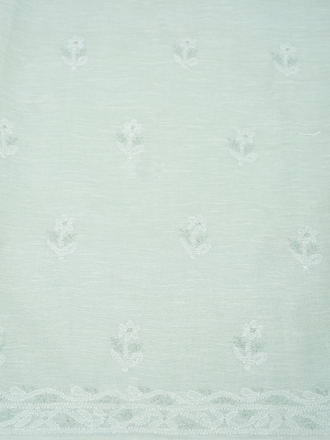 Ada Hand Embroidered Pista Green Linen Lucknowi Chikankari Unstitched Suit Set With Chiffon Dupatta 01A867670