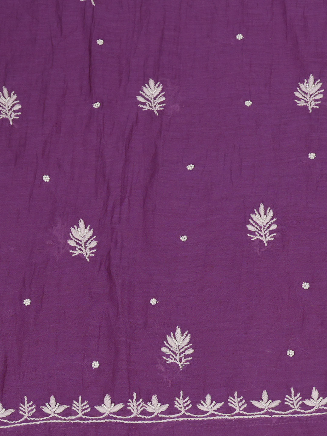 Ada Hand Embroidered Purple Chanderi Unstitched Lucknowi Chikankari Kurta Dupatta Set With Pearl Work 01A777709
