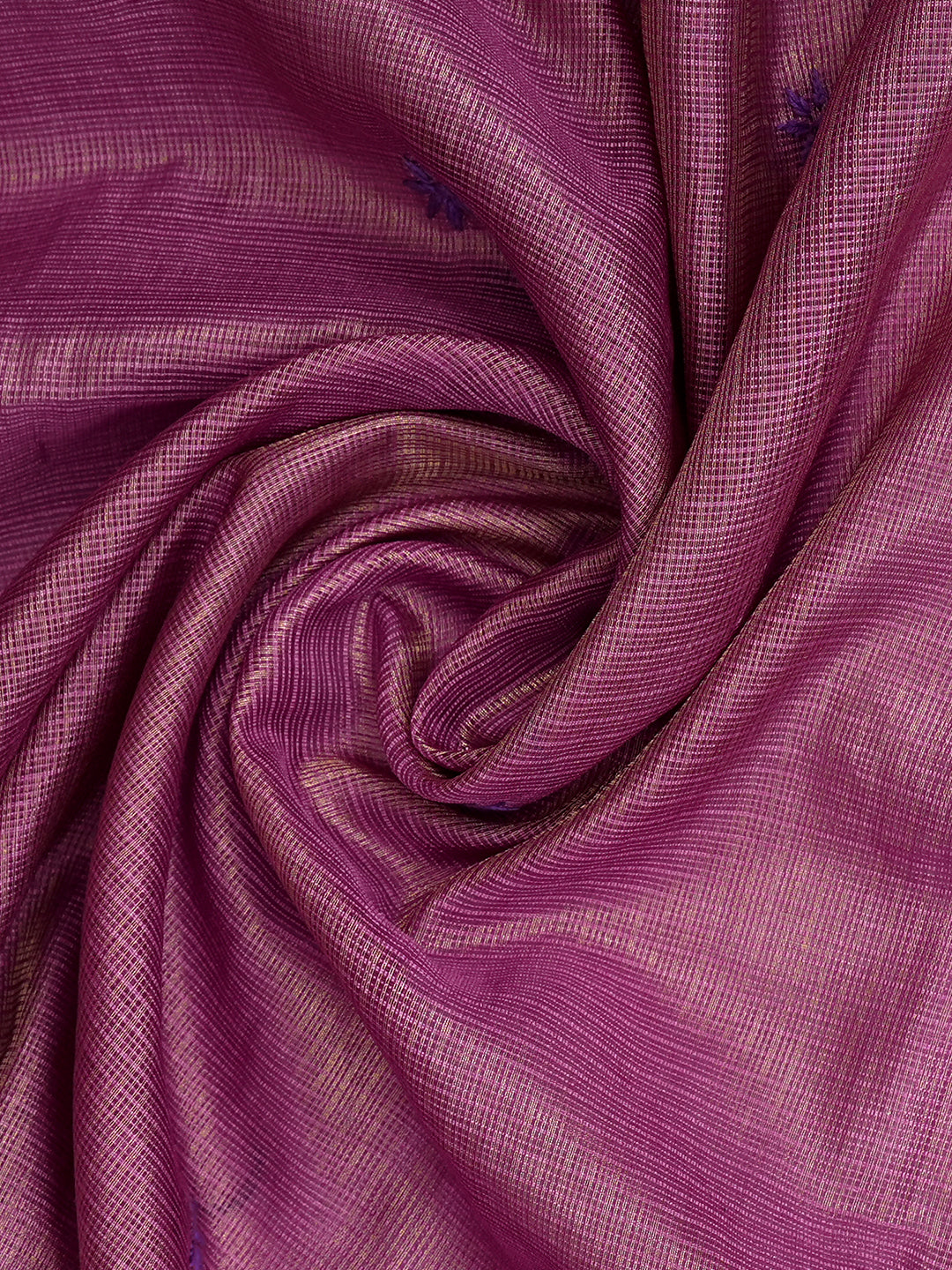 Ada Hand Embroidered Purple Kota Tissue Lucknowi Chikankari Unstitched Kurta Dupatta Set 01A876788