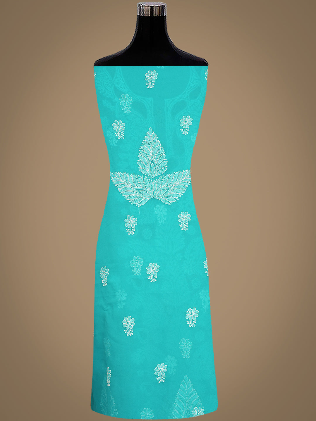 Ada Hand Embroidered Rama Green Faux Georgette Lucknowi Chikankari Unstitched Suit Piece 01A989165
