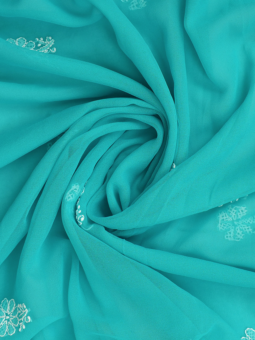 Ada Hand Embroidered Rama Green Faux Georgette Lucknowi Chikankari Unstitched Suit Piece 01A989165