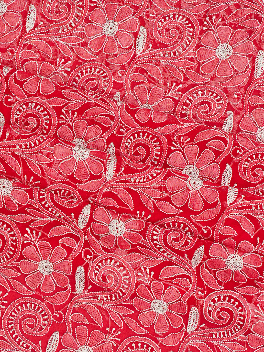 Ada Hand Embroidered Red Georgette Lucknowi Chikankari Unstitched Suit Piece 01A209146