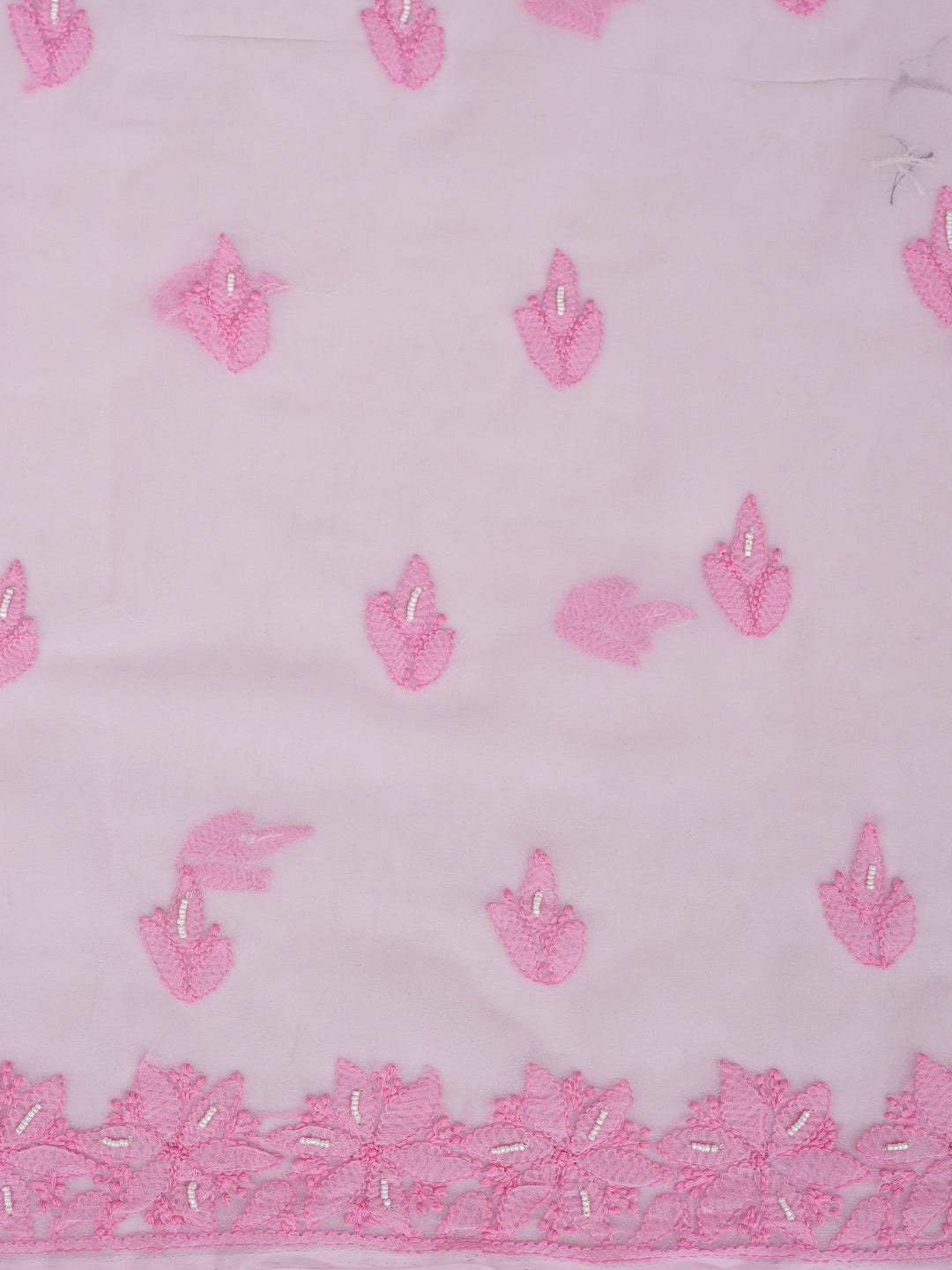 Ada Hand Embroidered Pink Georgette Lucknowi Chikankari Unstitched Suit Piece With Pearl Work 01A998086