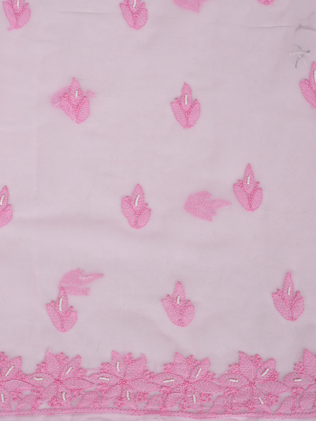 Ada Hand Embroidered Pink Georgette Lucknowi Chikankari Unstitched Suit Piece With Pearl Work 01A998086