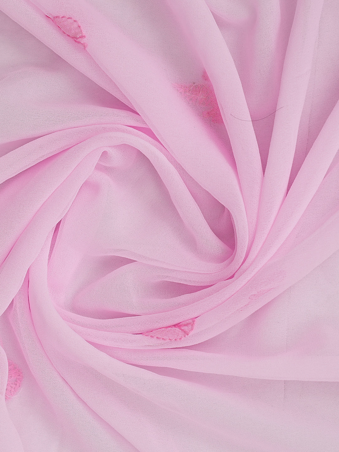Ada Hand Embroidered Pink Georgette Lucknowi Chikankari Unstitched Suit Piece With Pearl Work 01A998086