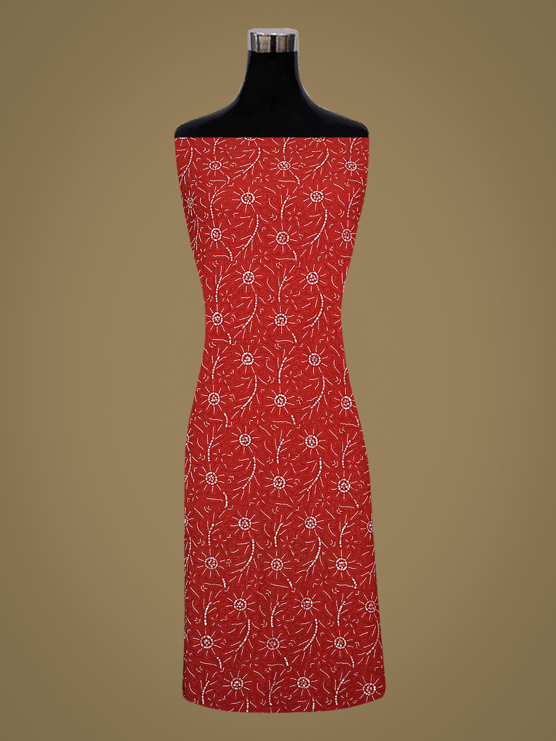 Ada Hand Embroidered Red Viscose Georgette Lucknowi Chikankari Unstitched Kurta Dupatta Set With Cutdana Work 01A745053_1