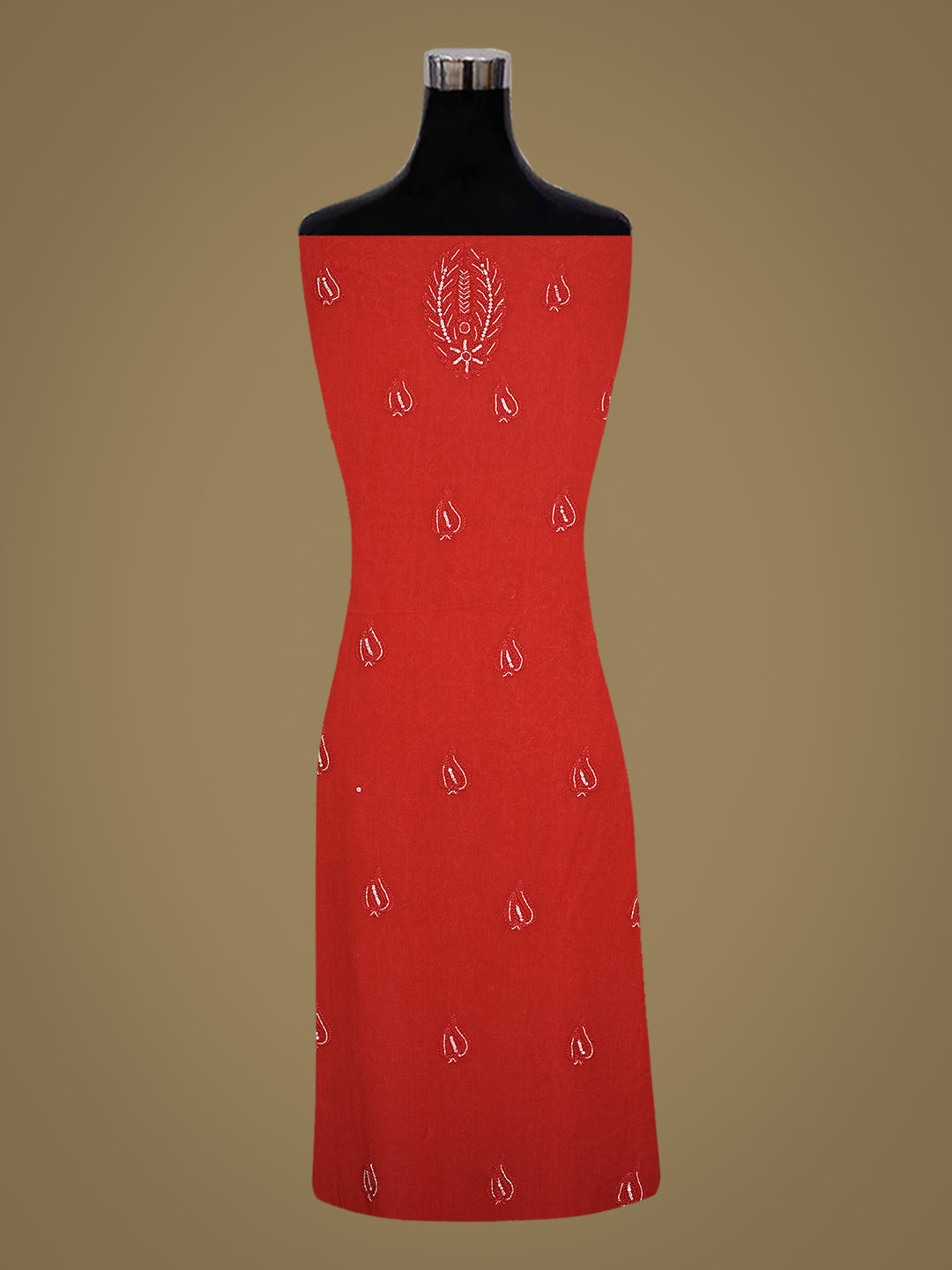 Ada Hand Embroidered Red Viscose Georgette Lucknowi Chikankari Unstitched Kurta Dupatta Set With Cutdana Work 01A745053_3