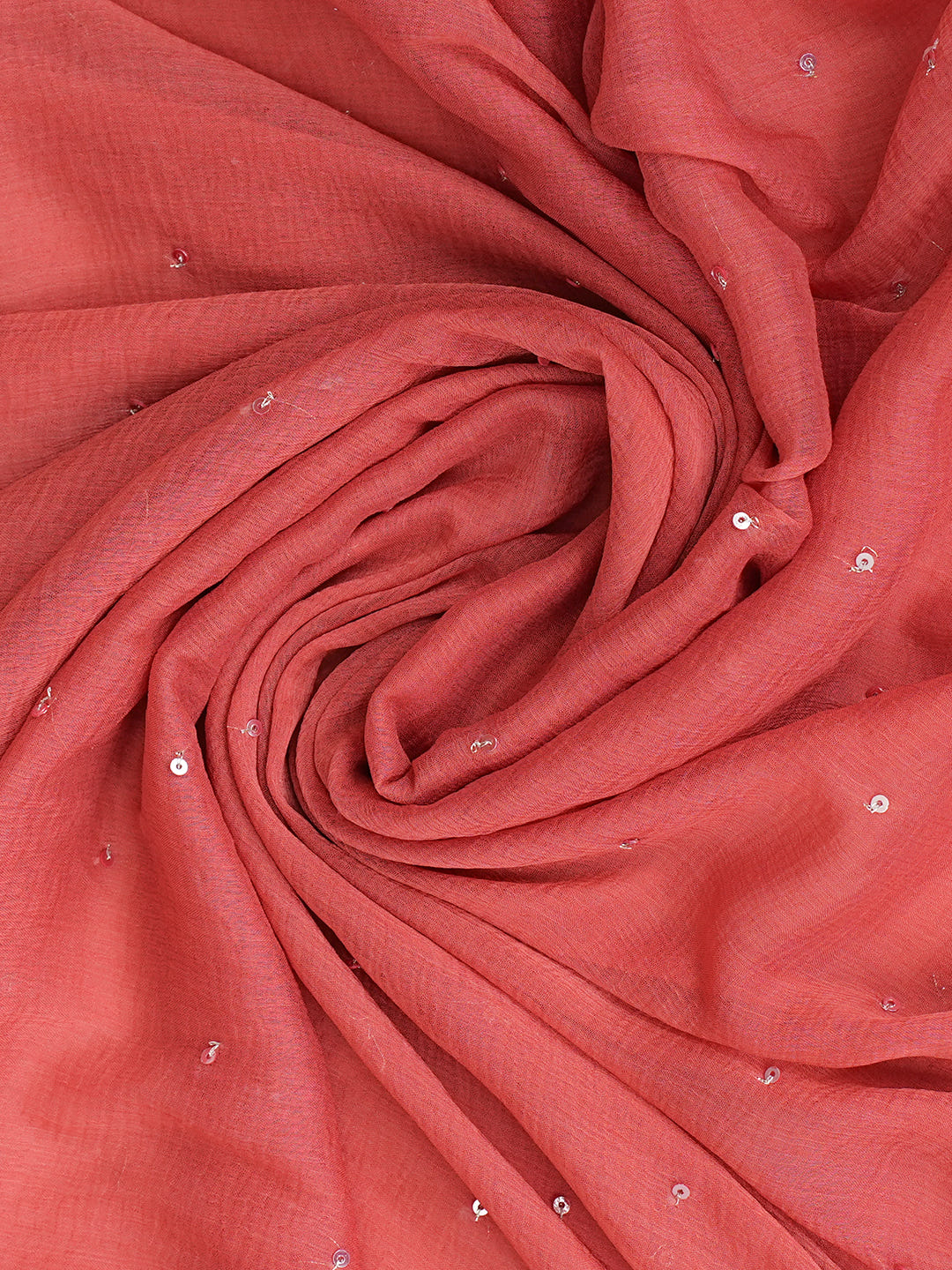 Ada Hand Embroidered Rust Cotton Lucknowi Chikankari Unstitched Suit Piece With Cutdana Work_8