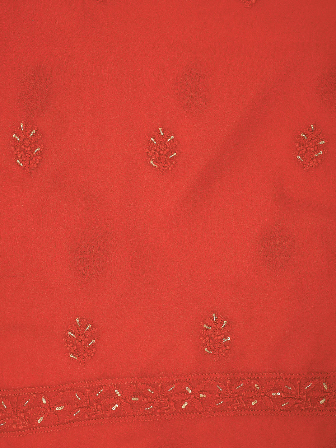 Ada Hand Embroidered Rust Viscose Georgette Lucknowi Chikankari Unstitched Kurta Dupatta Set With Cutdana Work 01A792845
