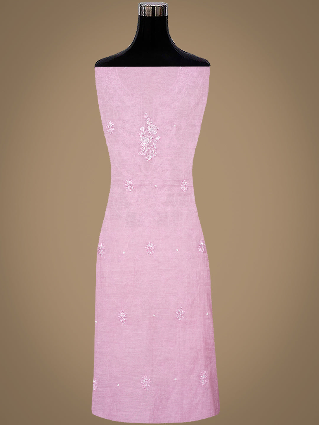 Ada Hand Embroidered Salmon Pink Chanderi Lucknowi Chikankari Unstitched Suit Piece With Pearl Work 01A997894