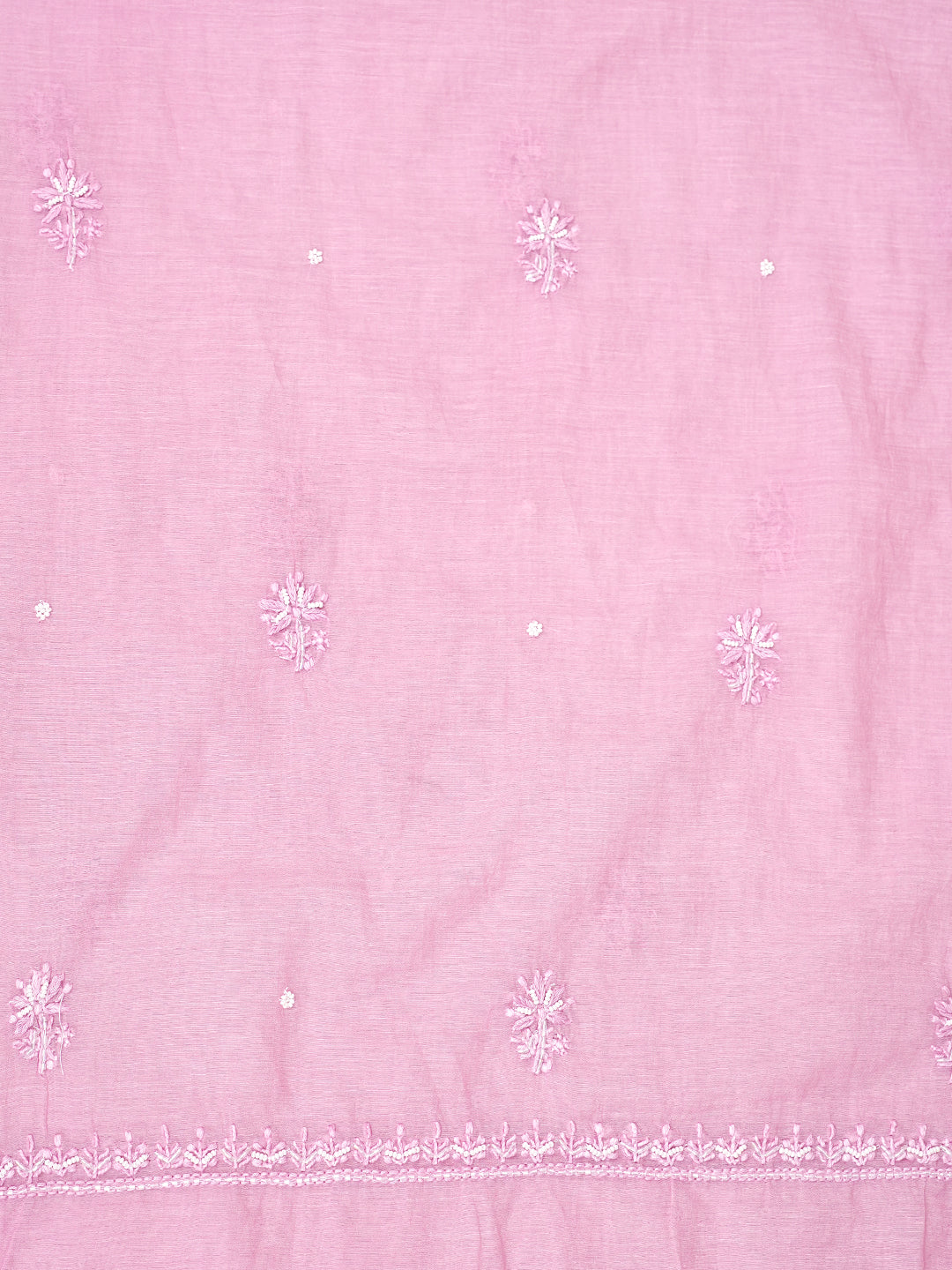 Ada Hand Embroidered Salmon Pink Chanderi Lucknowi Chikankari Unstitched Suit Piece With Pearl Work 01A997894