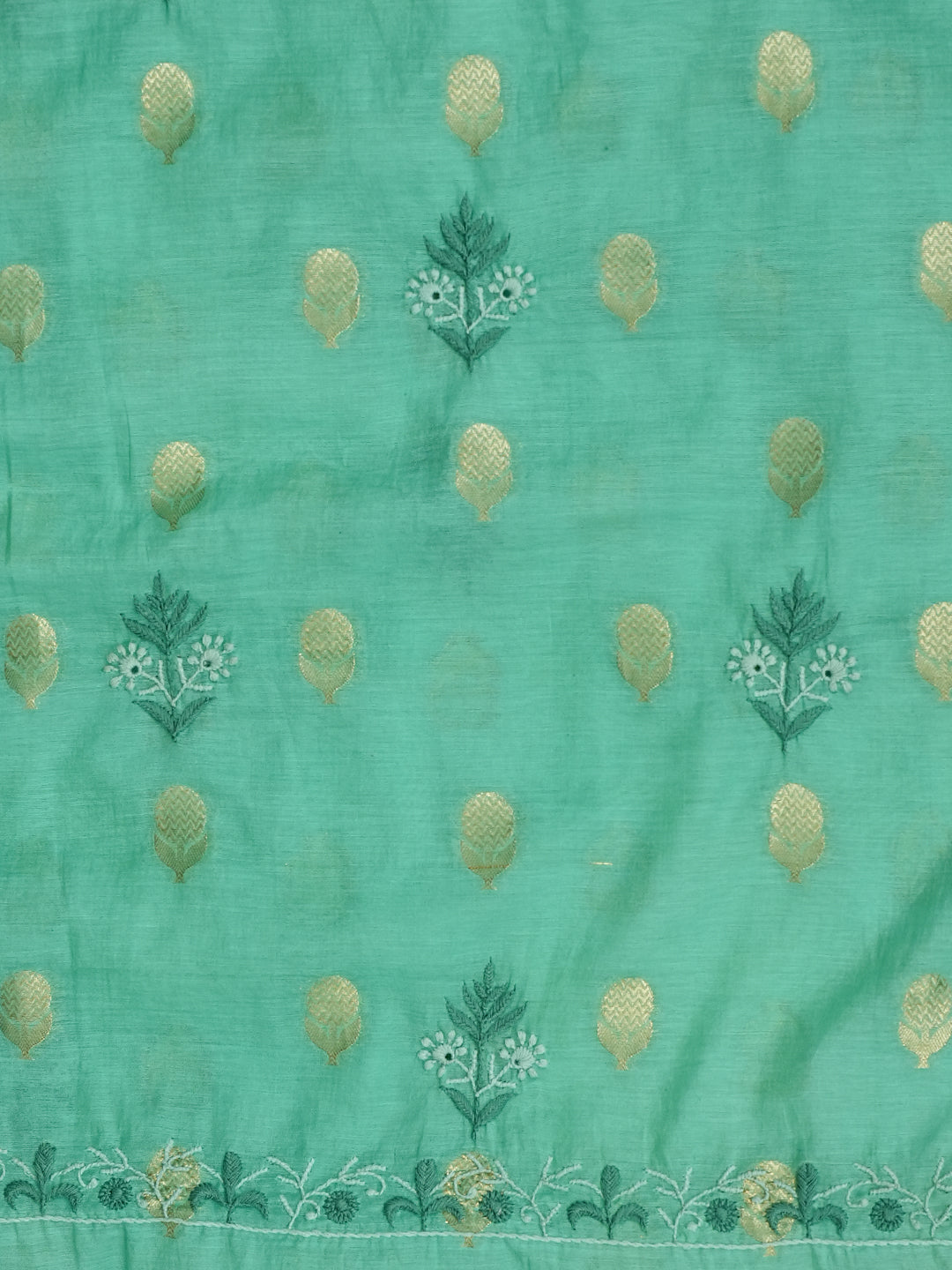 Ada Hand Embroidered Sea Green Chanderi Lucknowi Chikankari Unstitched Suit Piece 01A313763