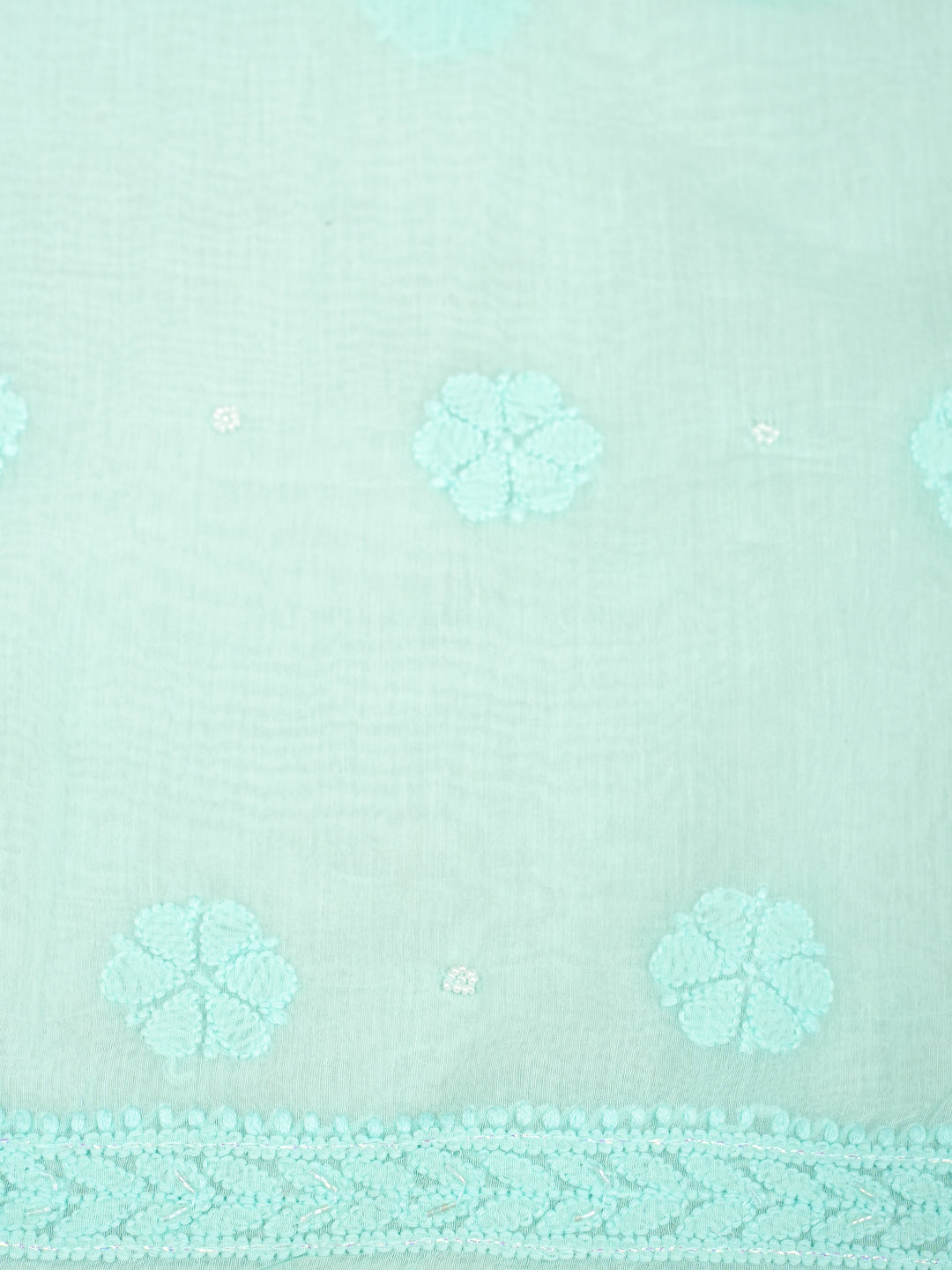 Ada Hand Embroidered Sea Green Chanderi Lucknowi Chikankari Unstitched Suite Set With Pearl Work 01A1010683