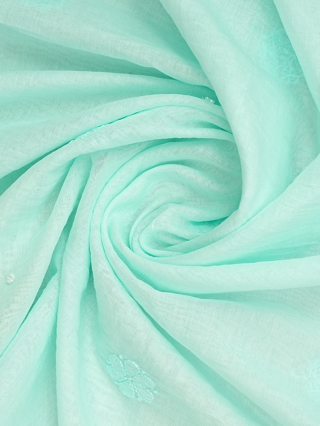 Ada Hand Embroidered Sea Green Chanderi Lucknowi Chikankari Unstitched Suite Set With Pearl Work 01A1010683