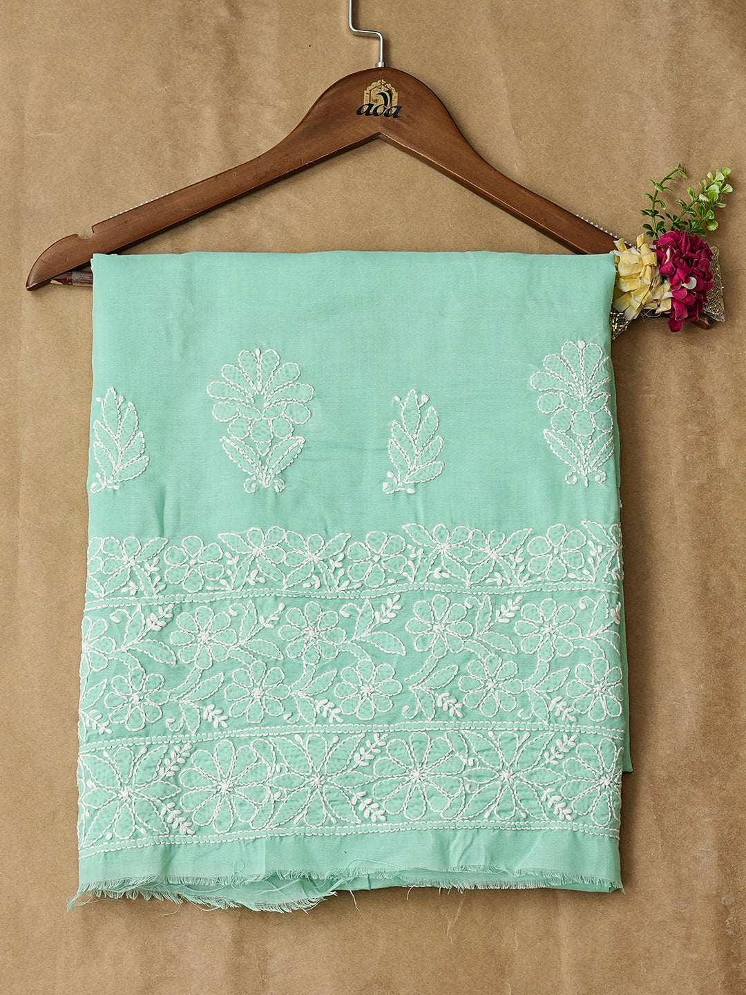 Ada Hand Embroidered Sea Green Cotton Lucknowi Chikankari Unstitched Kurta 01A724661
