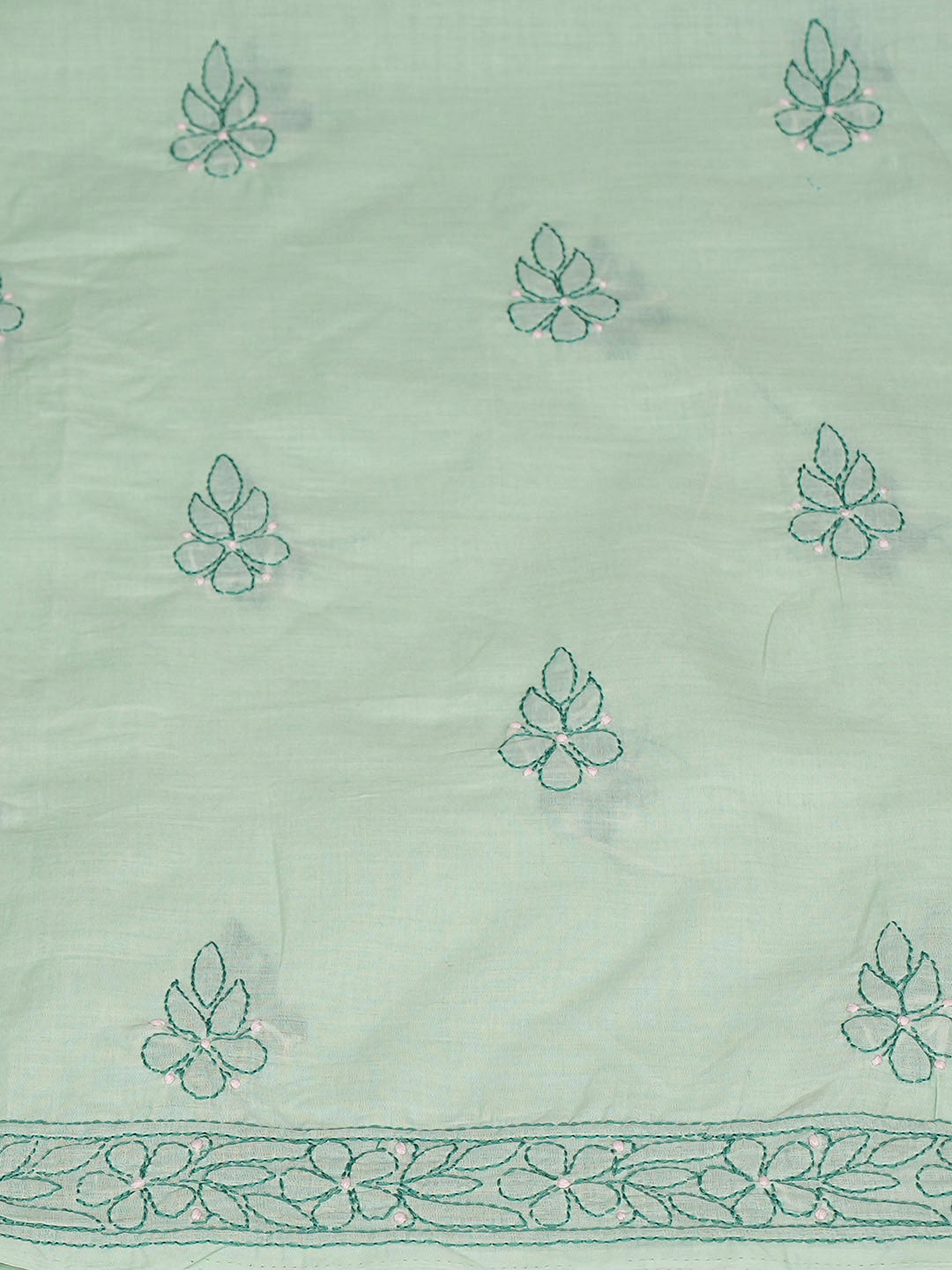 Ada Hand Embroidered Sea Green Cotton Lucknowi Chikankari Unstitched Kurta 01A991940
