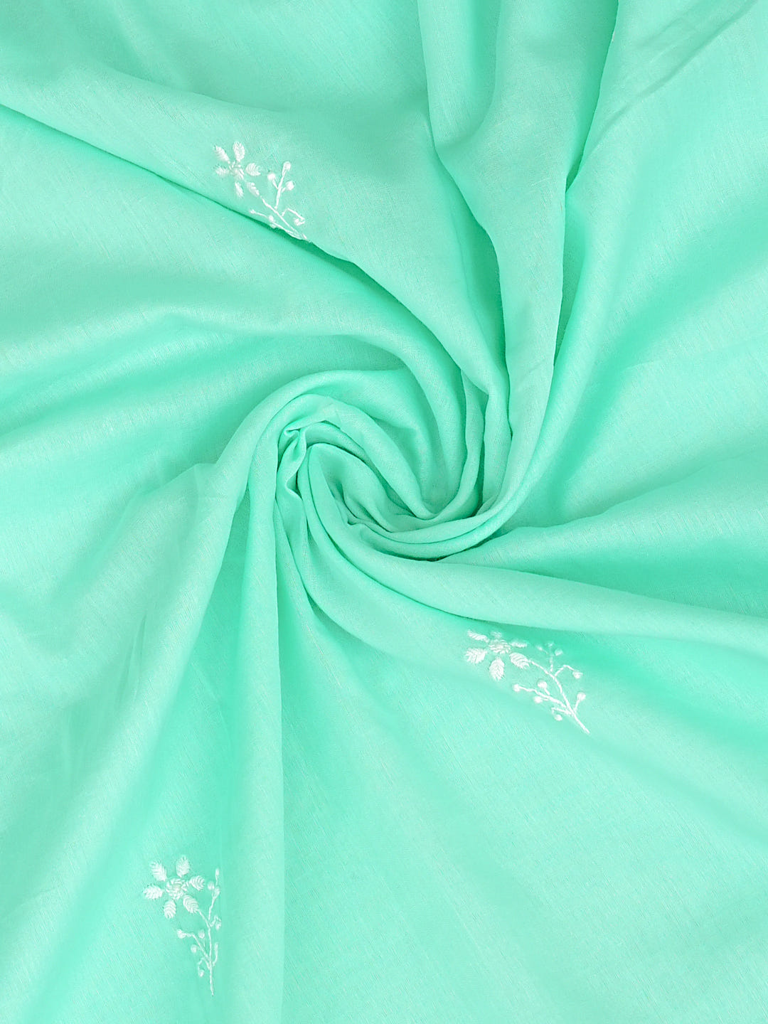 Ada Hand Embroidered Sea Green Cotton Lucknowi Chikankari Unstitched Kurta Dupatta Set 01A642083