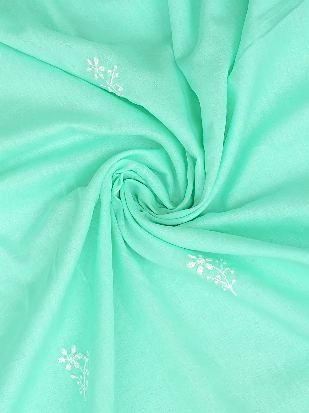 Ada Hand Embroidered Sea Green Cotton Lucknowi Chikankari Unstitched Kurta Dupatta Set 01A642083