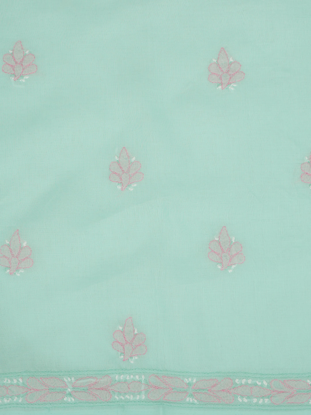 Ada Hand Embroidered Sea Green Cotton Lucknowi Chikankari Unstitched Suit Piece 01A879349