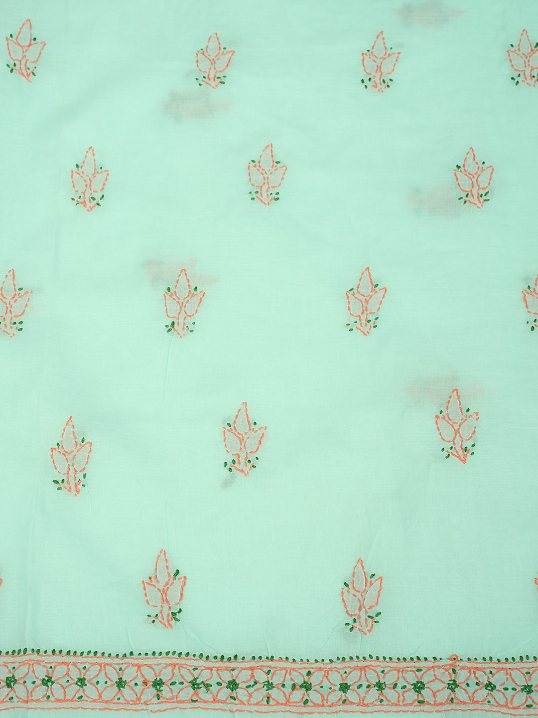 Ada Hand Embroidered Sea Green Cotton Lucknowi Chikankari Unstitched Suit Piece With Chiffon Dupatta 01A1001697_3