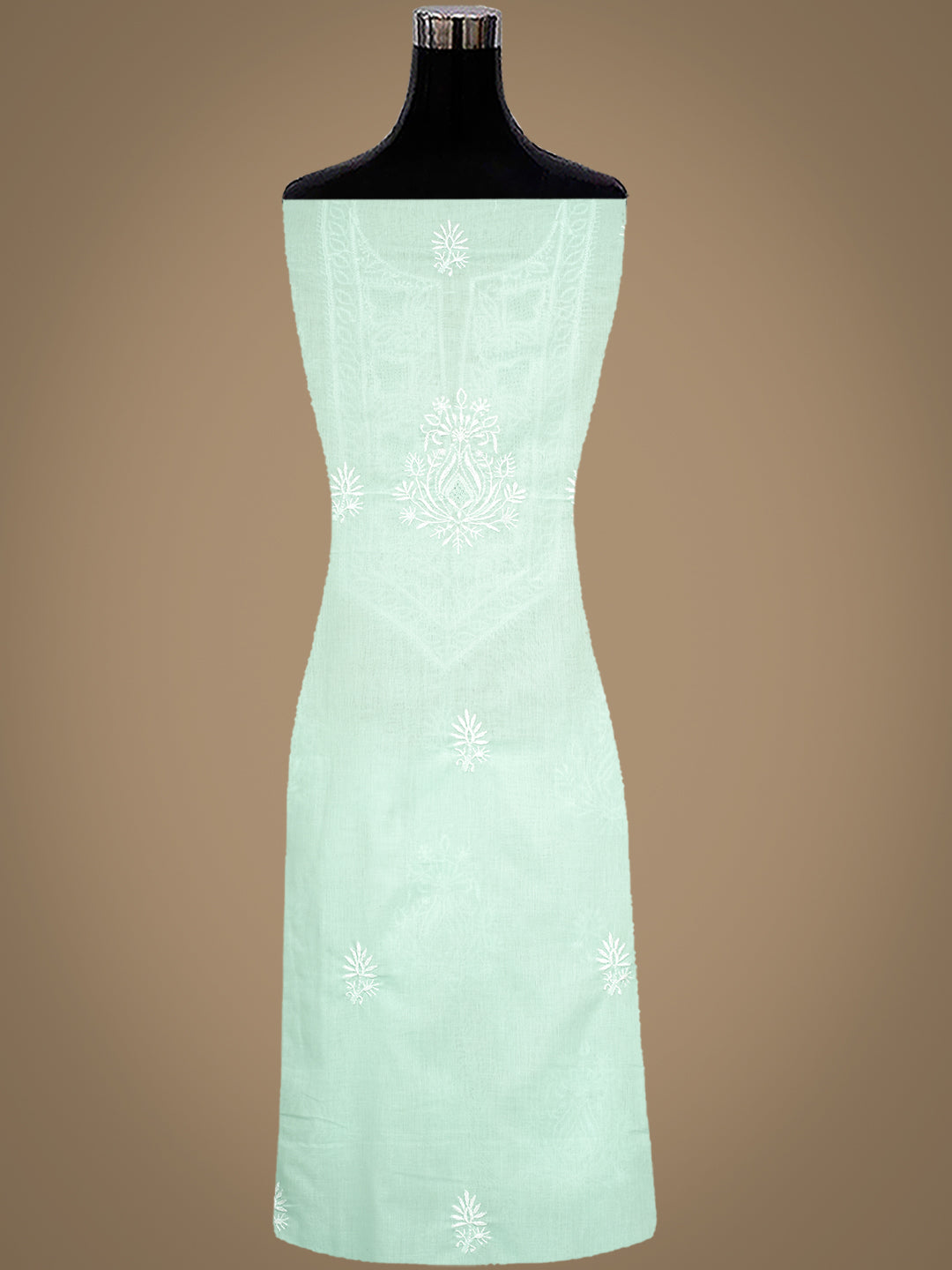 Ada Hand Embroidered Sea Green Cotton Lucknowi Chikankari Unstitched Suit Piece With Chiffon Dupatta 01A773700