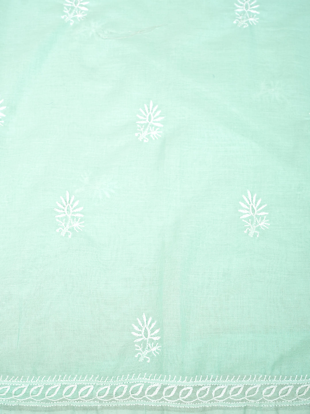 Ada Hand Embroidered Sea Green Cotton Lucknowi Chikankari Unstitched Suit Piece With Chiffon Dupatta 01A773700