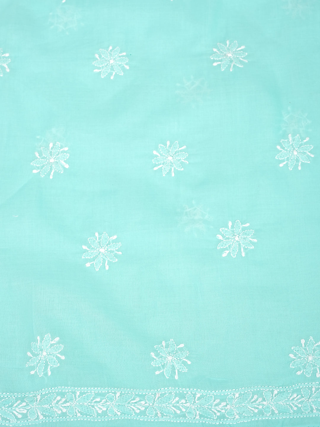 Ada Hand Embroidered Sea Green Cotton Lucknowi Chikankari Unstitched Suit Piece With Chiffon Dupatta 01A900222