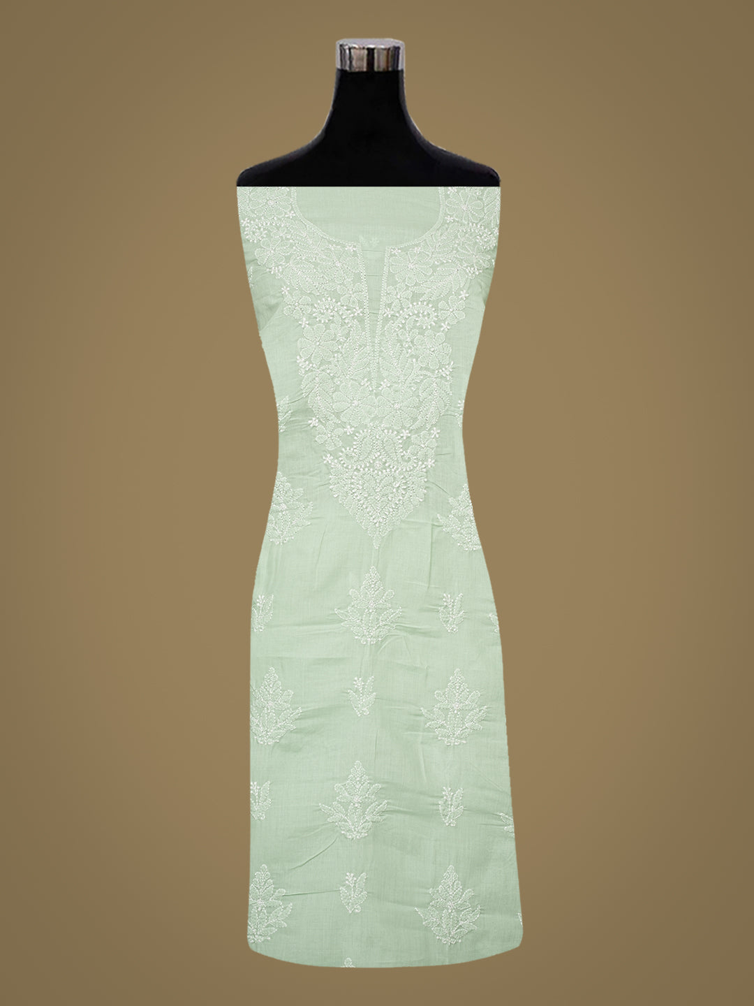 Ada Hand Embroidered Sea Green Cotton lucknowi Chikankari Unstitched Kurta 01A991893