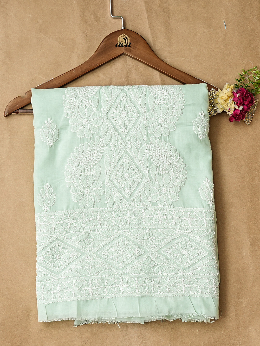 Ada Hand Embroidered Sea Green Cotton lucknowi Chikankari Unstitched Kurta 01A991993