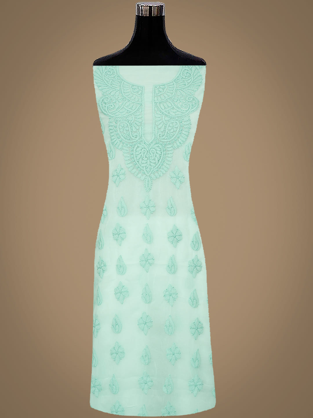 Ada Hand Embroidered Sea Green Faux Georgette Lucknowi Chikankari Unstitched Suit Piece 01A1002564