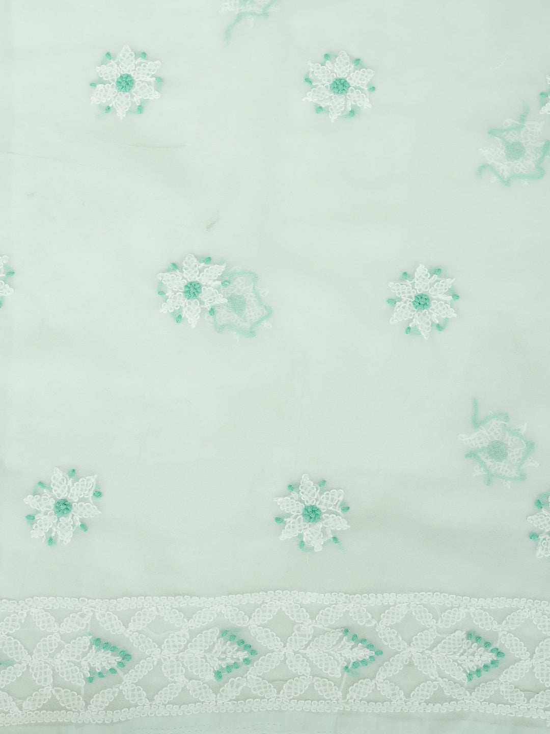 Ada Hand Embroidered Sea Green Faux Georgette Lucknowi Chikankari Unstitched Suit Piece 01A977933