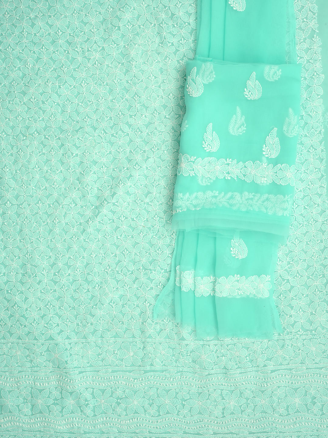 Ada Hand Embroidered Sea Green Georgette Lucknowi Chikankari Unstitched Suit Piece 01A1002687_1