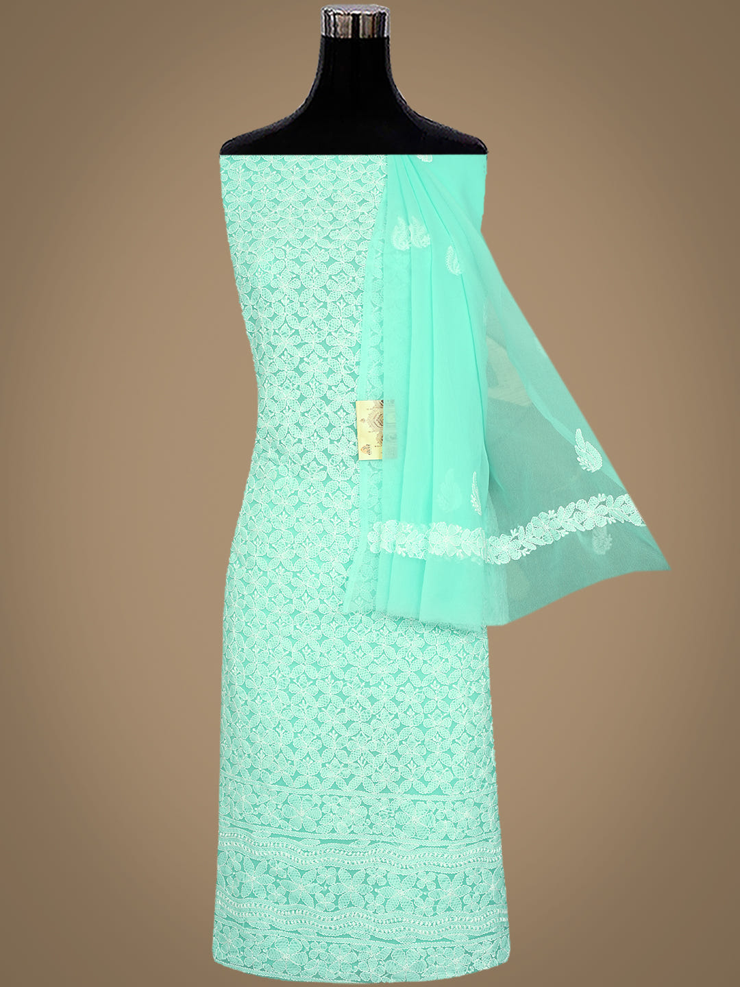 Ada Hand Embroidered Sea Green Georgette Lucknowi Chikankari Unstitched Suit Piece 01A1002687_8