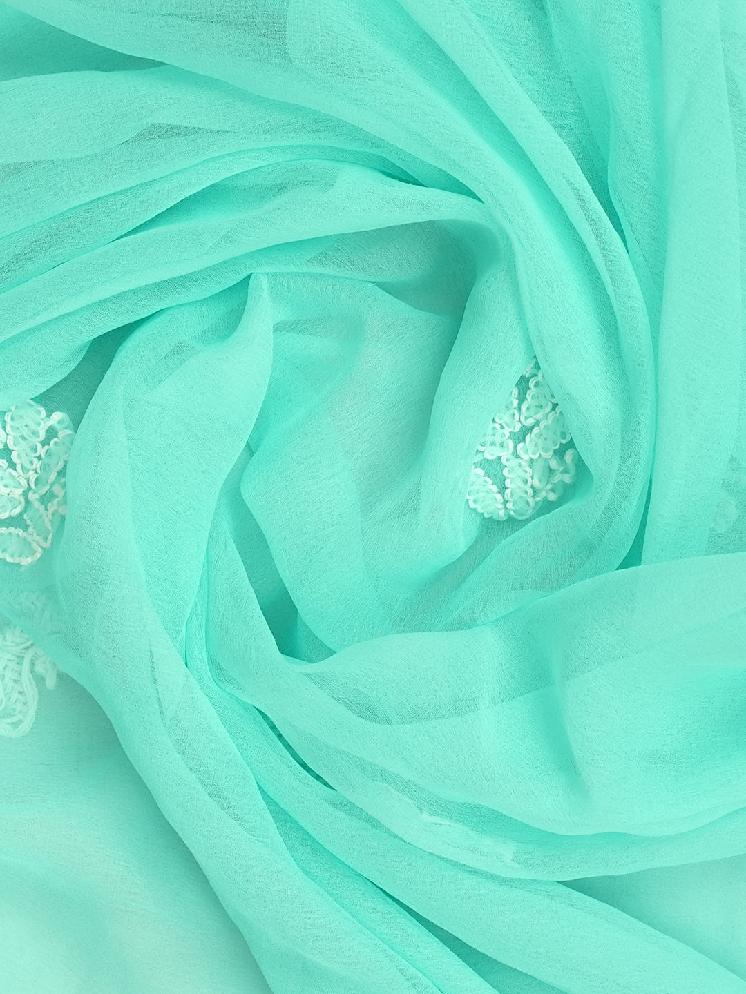 Ada Hand Embroidered Sea Green Georgette Lucknowi Chikankari Unstitched Suit Piece_8