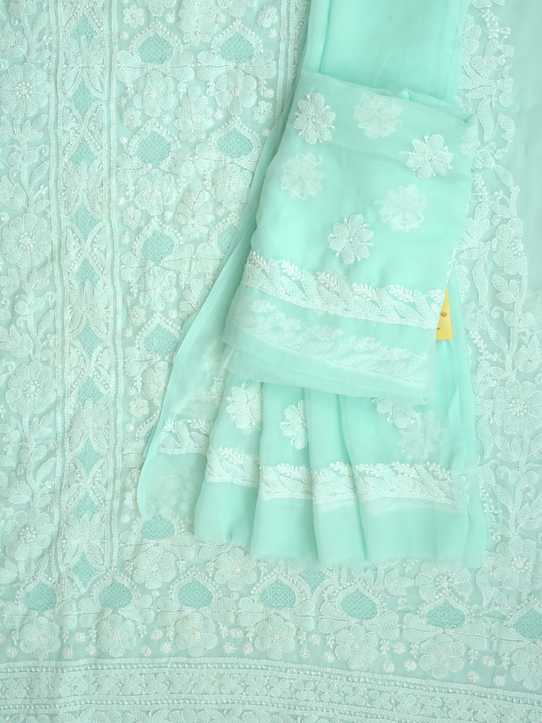 Ada Hand Embroidered Sea Green Georgette Lucknowi Chikankari Unstitched Suit Piece 01A985236_2