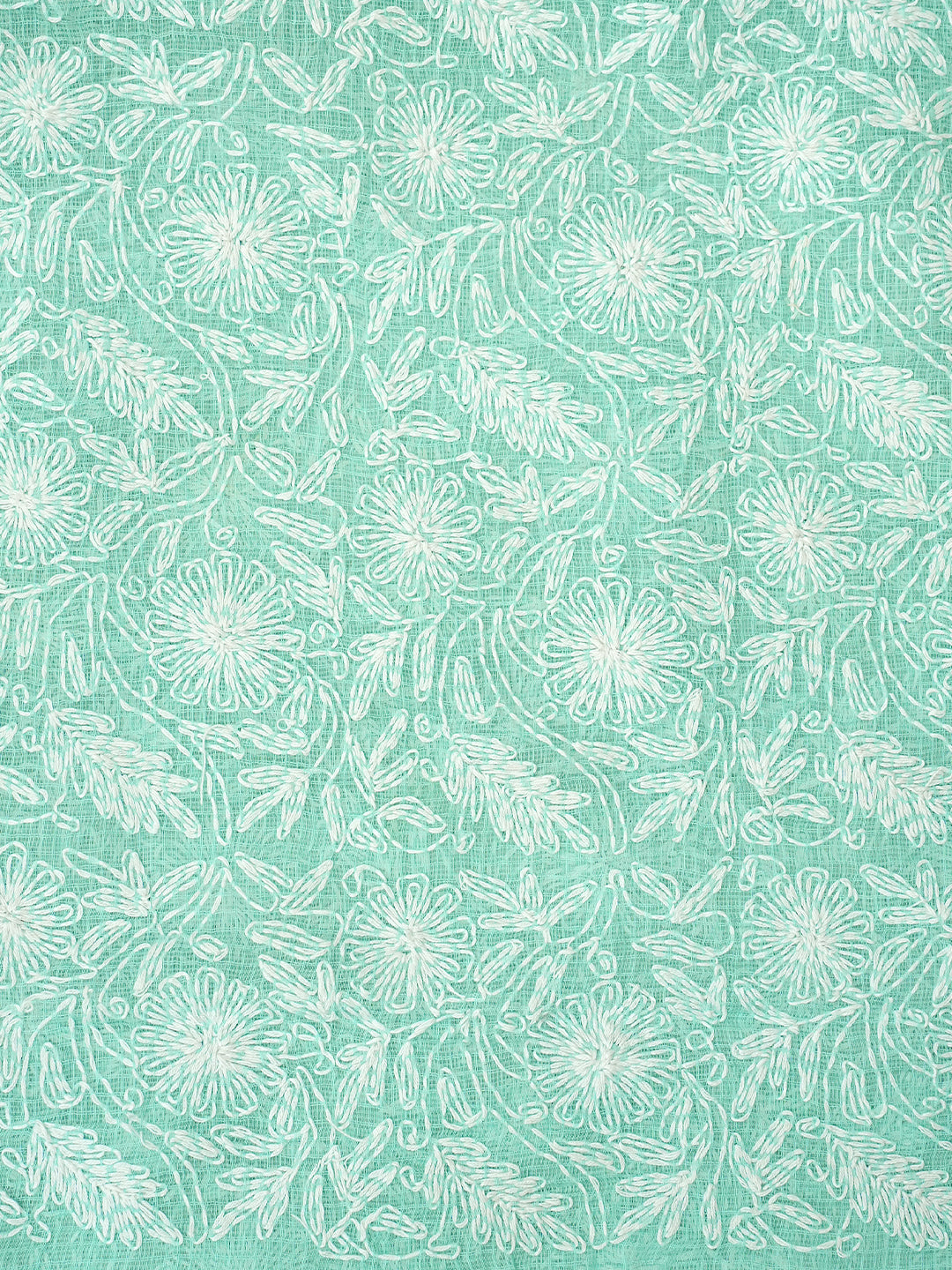Ada Hand Embroidered Sea Green Kota Lucknowi Chikankari Unstitched Kurta Dupatta set 01A971057