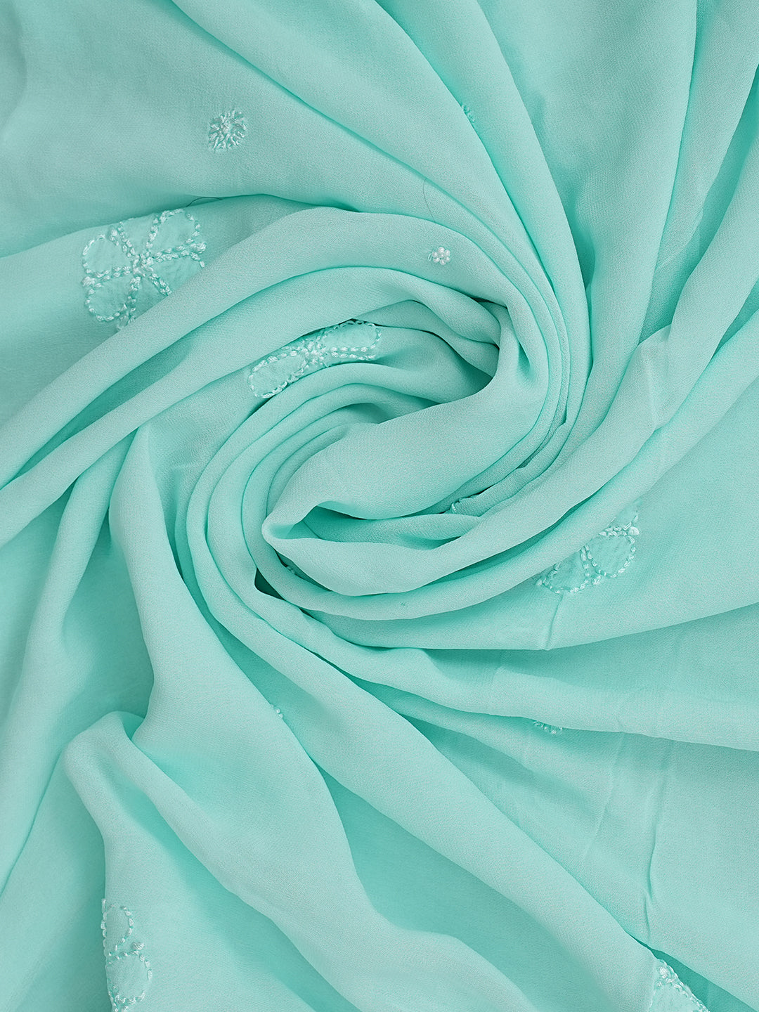 Sea Green Chikankari Unstitched Kurta Dupatta Set For Women