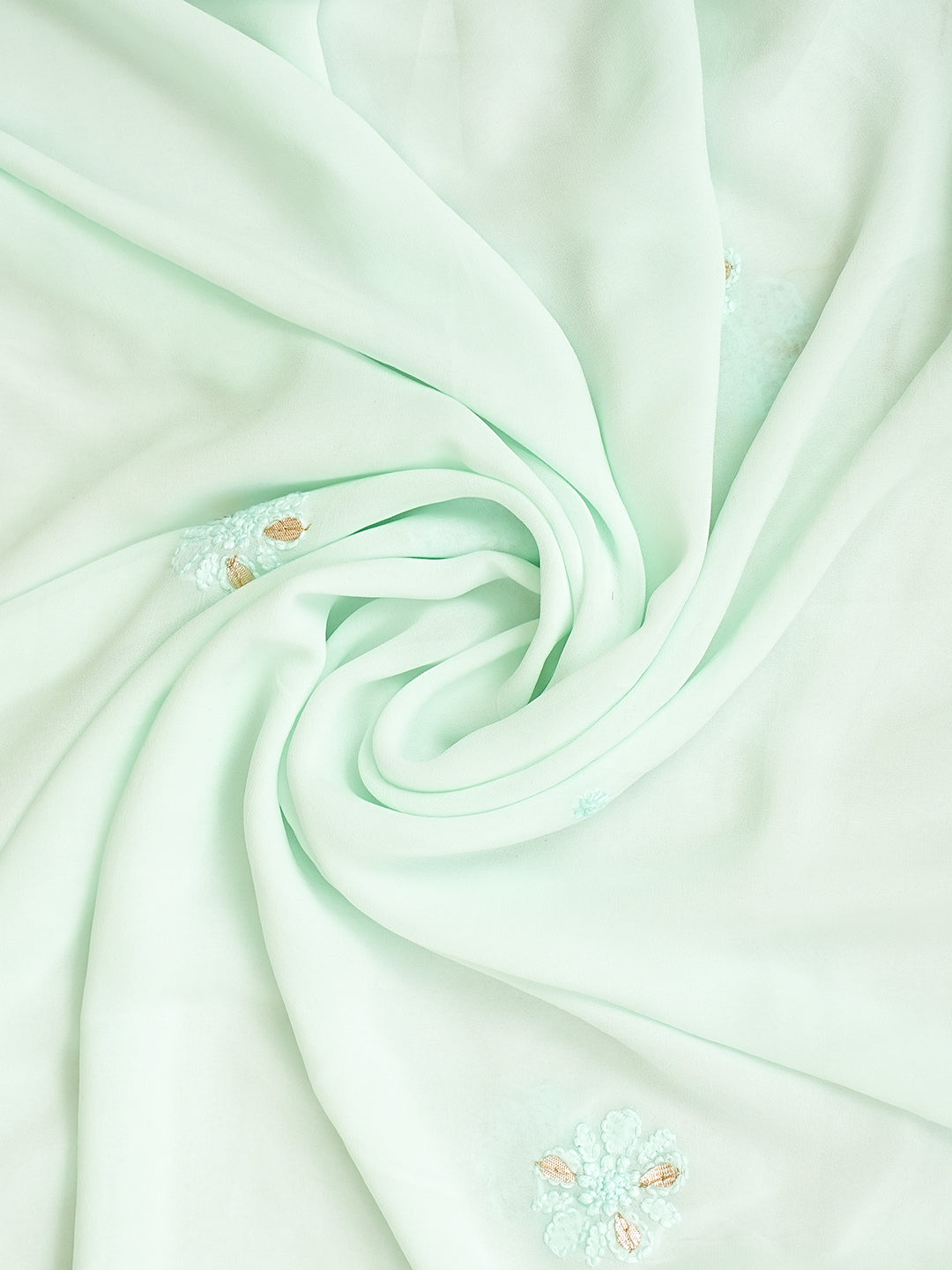 Ada Hand Embroidered Sea Green Viscose Georgette Lucknowi Chikankari Unstitched Kurta Dupatta Set With Gota Patti Work 01A962630
