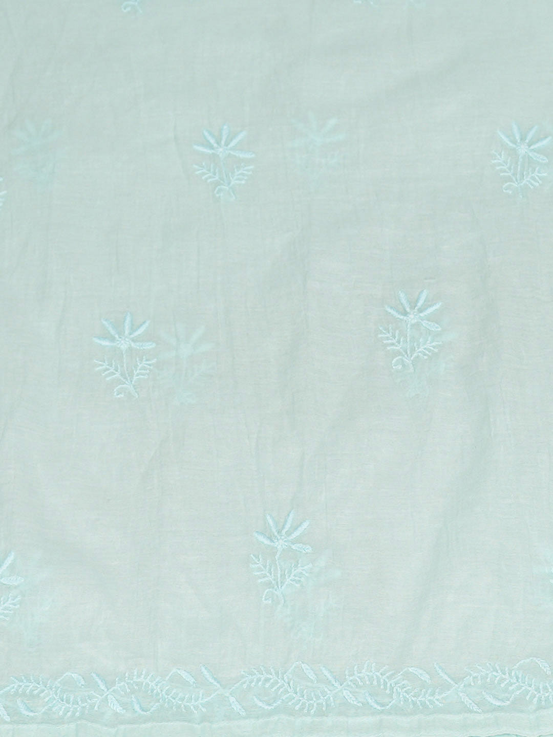 Ada Hand Embroidered Sky Blue Chanderi Lucknowi Chikankari Semi-Stitched A-Line Kurta Dupatta Set 07A500346