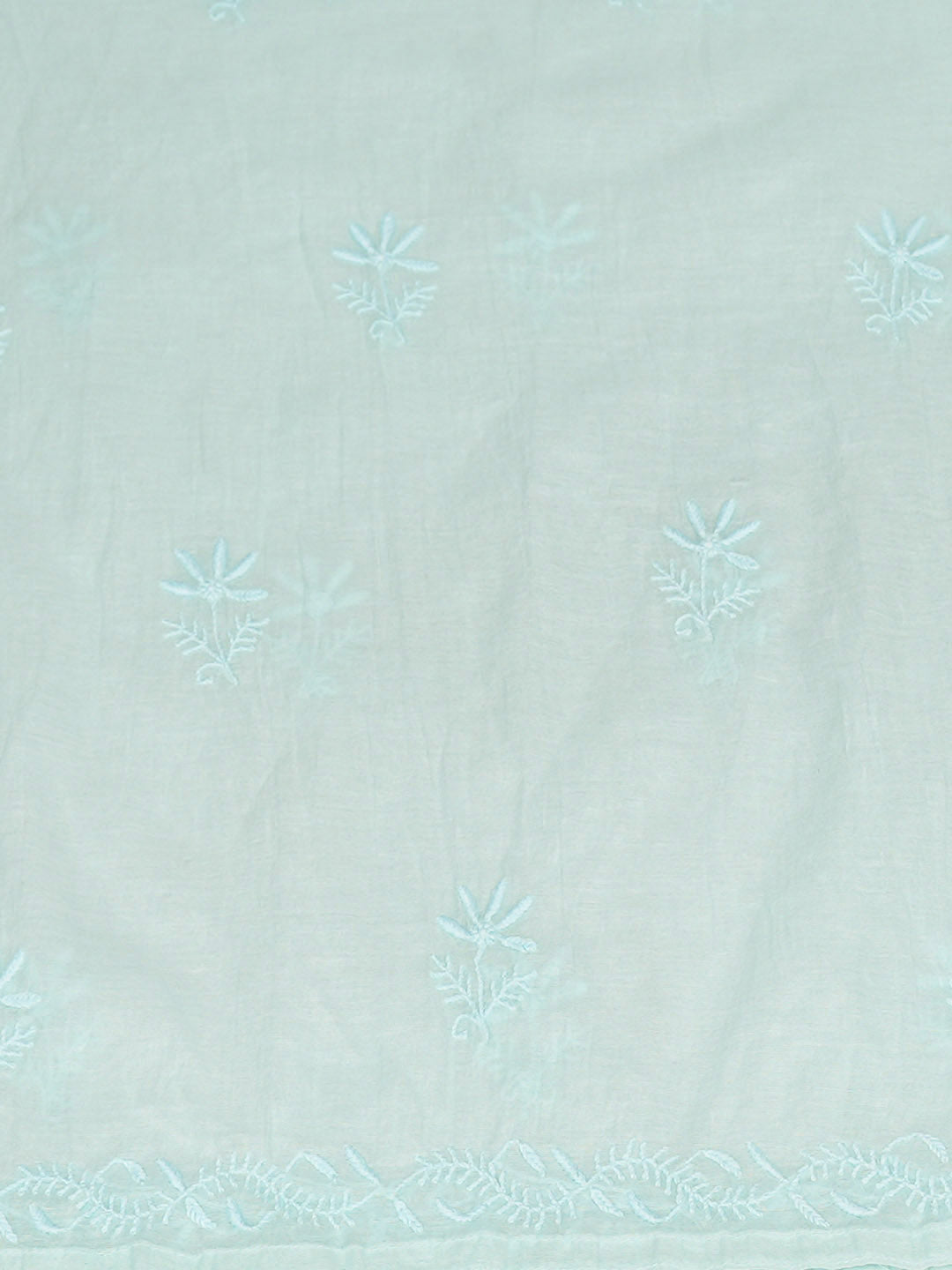 Ada Hand Embroidered Sky Blue Chanderi Lucknowi Chikankari Semi-Stitched A-Line Kurta Dupatta Set 07A500346