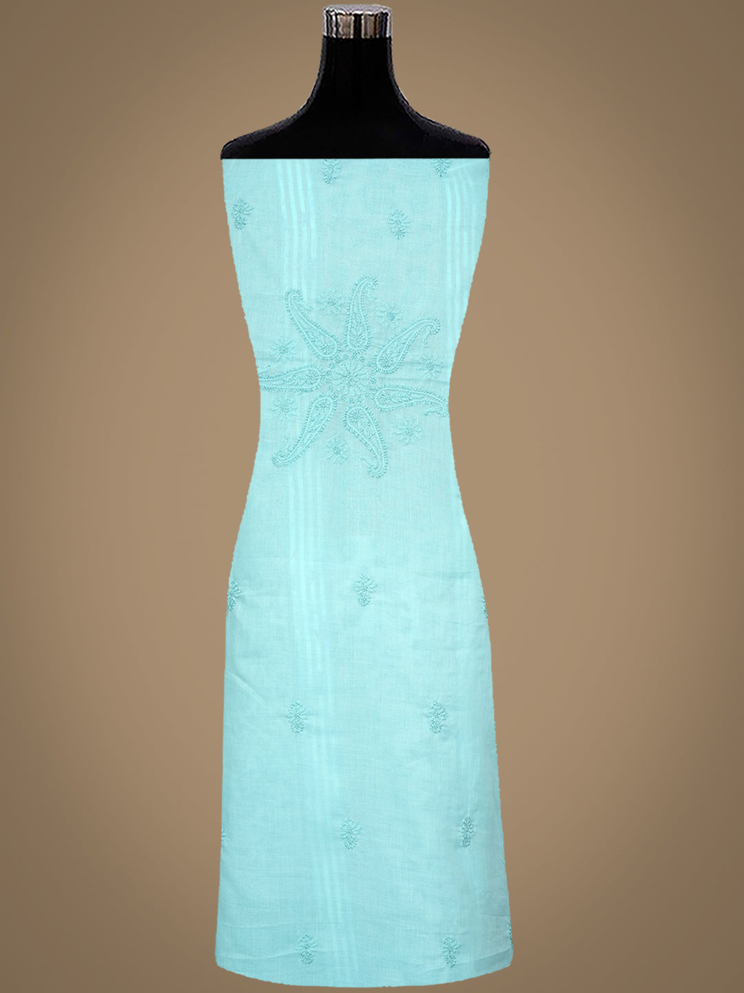 Ada Hand Embroidered Sky Blue Cotton Lucknowi Chikankari Unstitched Suit Piece 01A964841
