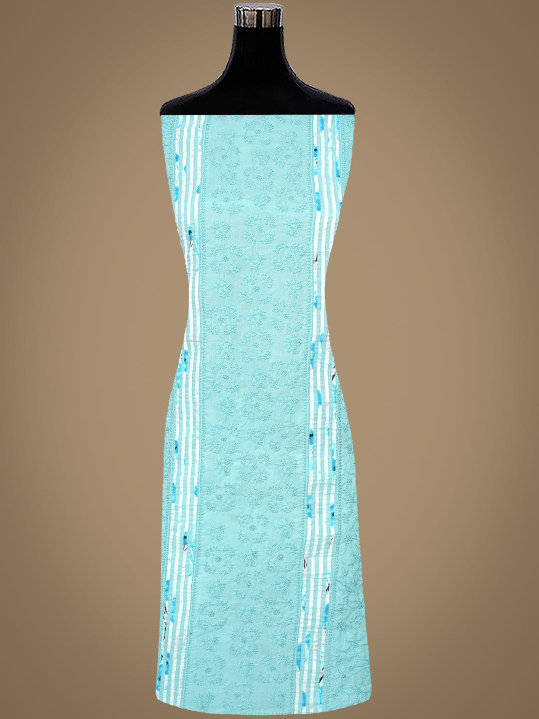 Ada Hand Embroidered Sky Blue Cotton Lucknowi Chikankari Unstitched Suit Piece 01A964841