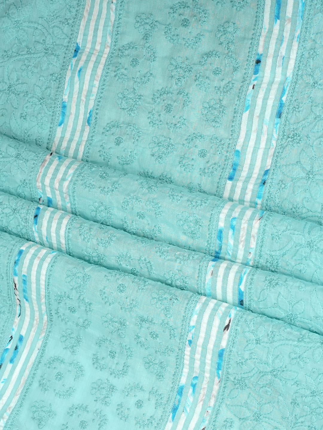 Ada Hand Embroidered Sky Blue Cotton Lucknowi Chikankari Unstitched Suit Piece 01A964841